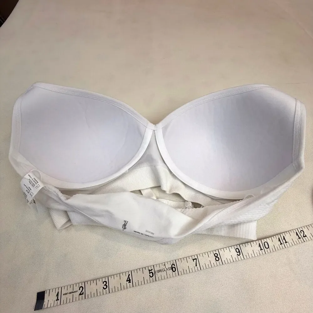 Women's White Jockey Racerback Sports Bra Molded Cup Adjustable Straps Medium - Picture 9 of 16